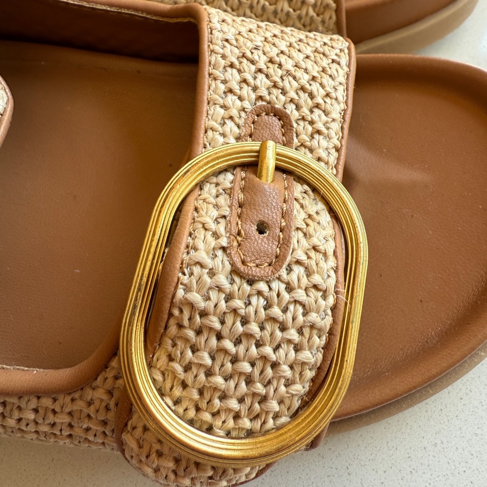 Dolce Vita Tan Woven Sandals with Gold Accents - Picture 4 of 5